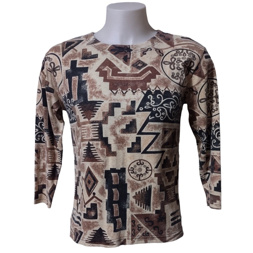 Vintage‎ Authentico Forenza Shirt Woman's L Aztec Striped Geometric Southwestern